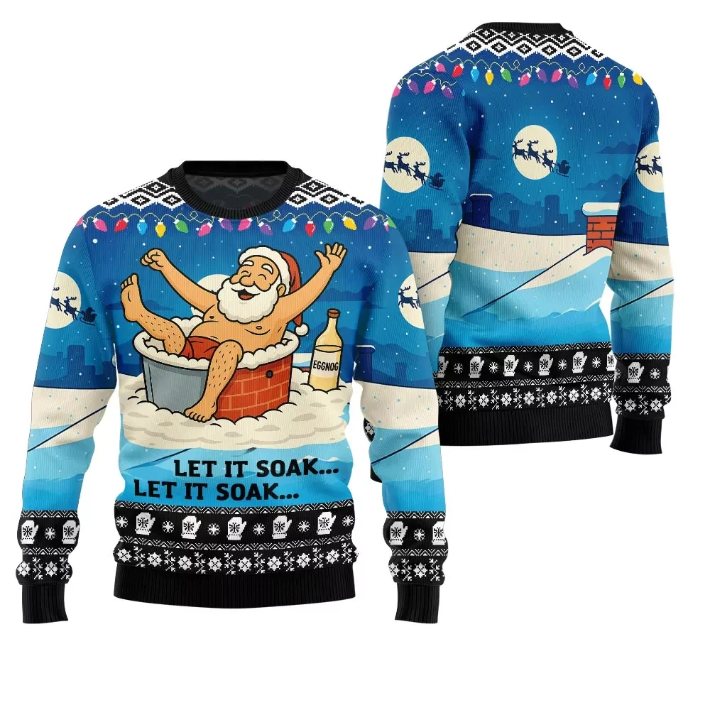 

2025 New Santa Claus Cartoon Graphic Sweatshirts Christmas Ugly Sweater Cute Boy Pullovers Xmas Unisex Tops Long Sleeve Jumpers