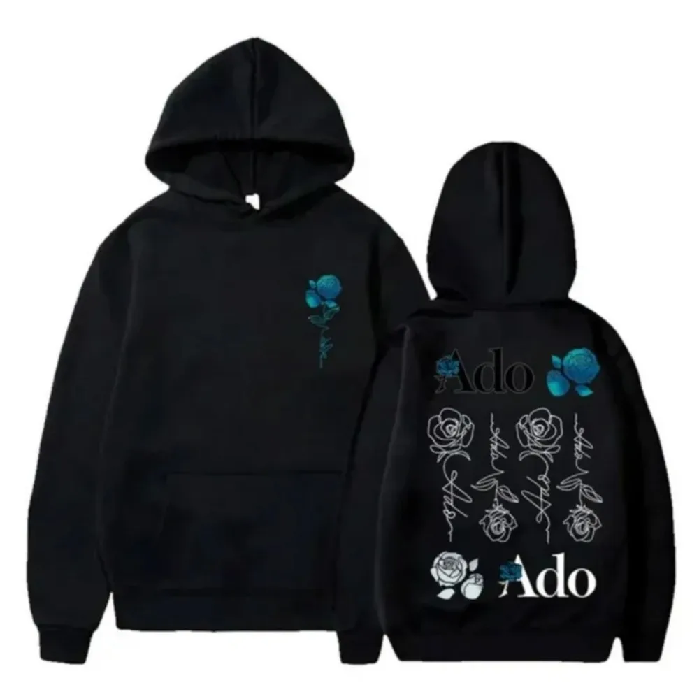 

Толстовка с капюшоном унисекс Ado Blue Rose Merch, Зимняя Повседневная Толстовка с длинным рукавом для мужчин и женщин, уличная одежда с капюшоном