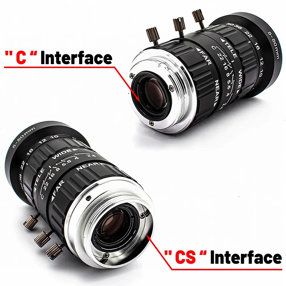 عدسة تثبيت 12 ميجابكسل C/CS 5-50 مم F2.8 1/1.8 بوصة زاوية واسعة عالية الوضوح للمراقبة USB/IP/POE CCTV كاميرات المراقبة وكاميرات الويب
