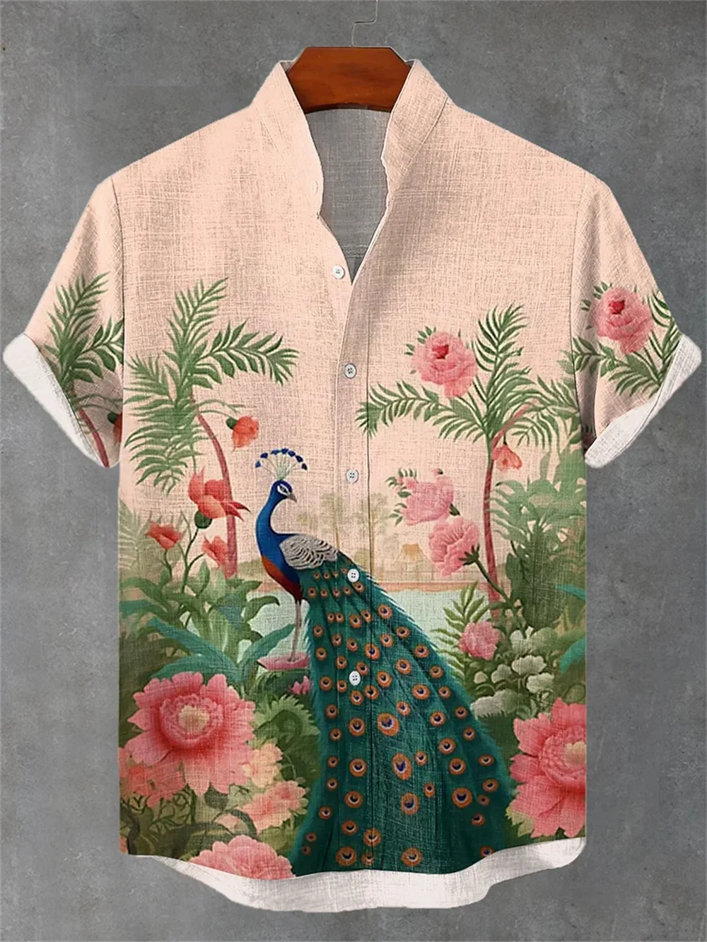 Breathable Men Shirt High-definition Dragonfly Art Illustration Printing 3D Fashion Stand Collar Camisas Formales Camisa Hombre