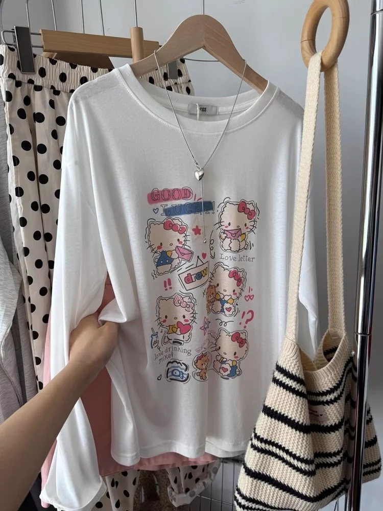 Tamanho grande 300 pou coreano sle ort sve camiseta feminina verão legal floco de neve algodão respirável impresso topo