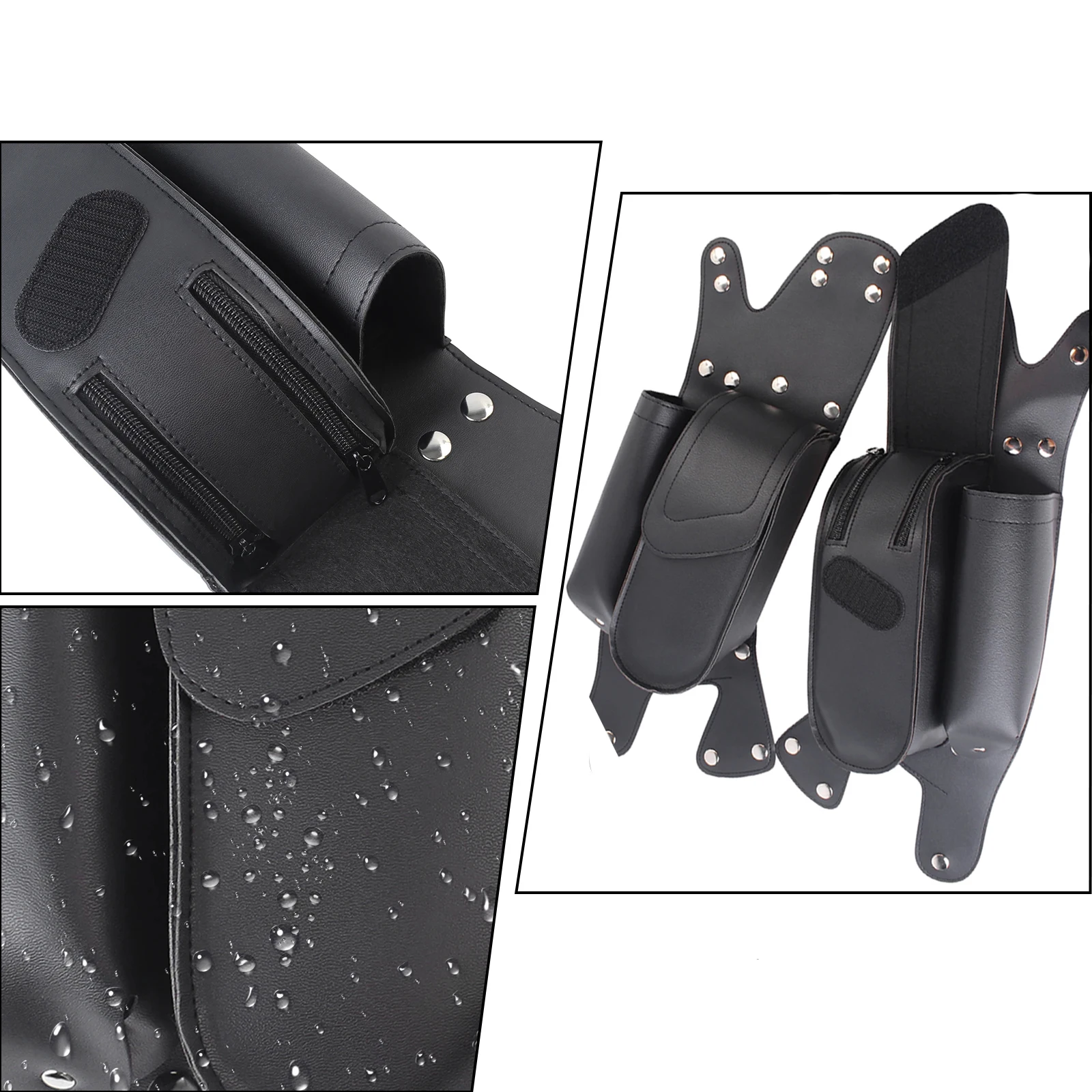 Pair Motorcycle Black Saddlebag Guard Crash Bar Bag Water Bottle Holder for Harley Touring All Models