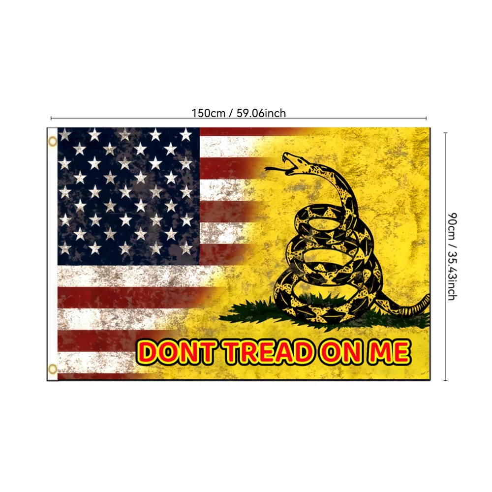 Don't Tread on Me American Flag 2x3ft 3x5ft, Gadsden Snake Banner Patriotic Decor for Outdoor Indoor Garden Yard Home Wall Decor