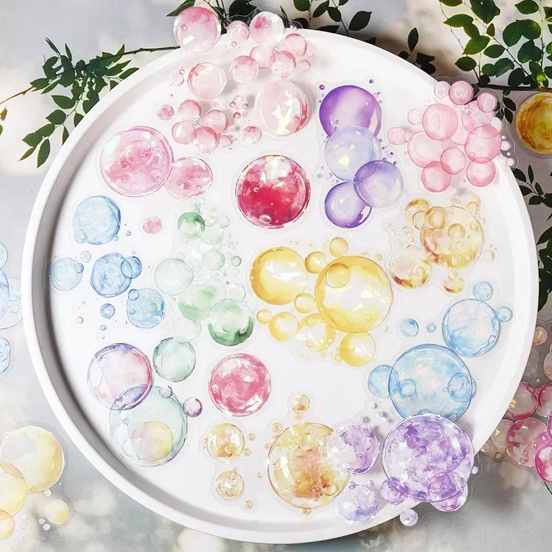 10pcs decoration bottoming Sticker Bubble Supplies Scrapbooking cut Adventure European light handbook collage 140*95mm image 3