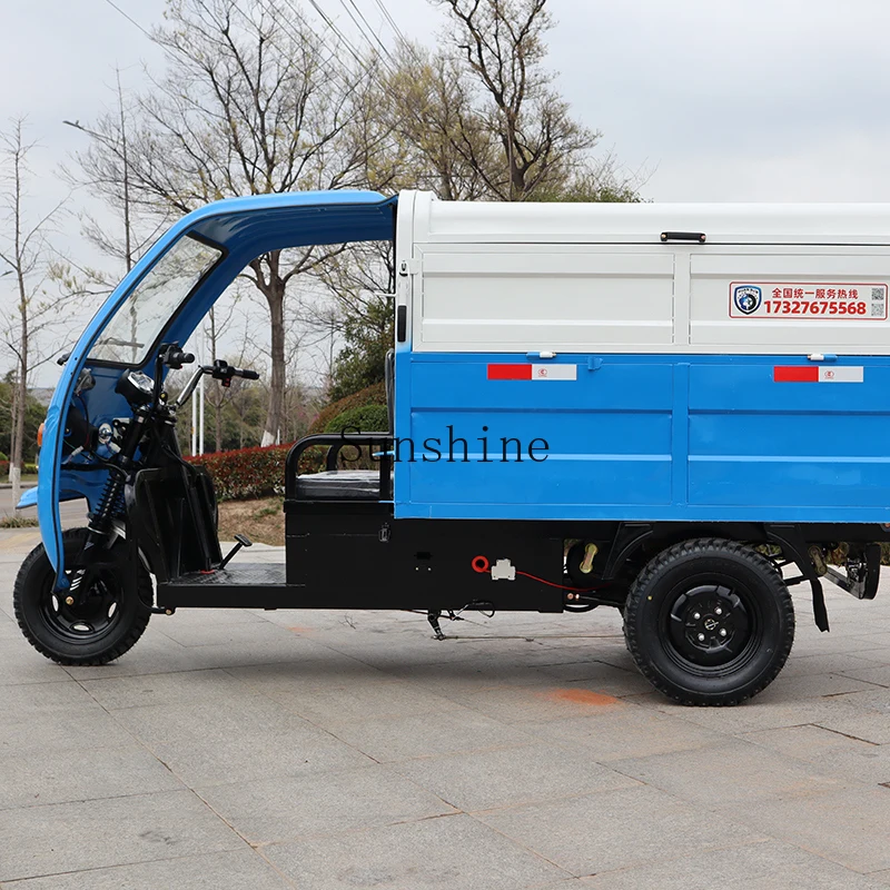 Electric garbage pickup truck, bucket-mounted self-loading and unloading large-capacity street sanitation tricycle