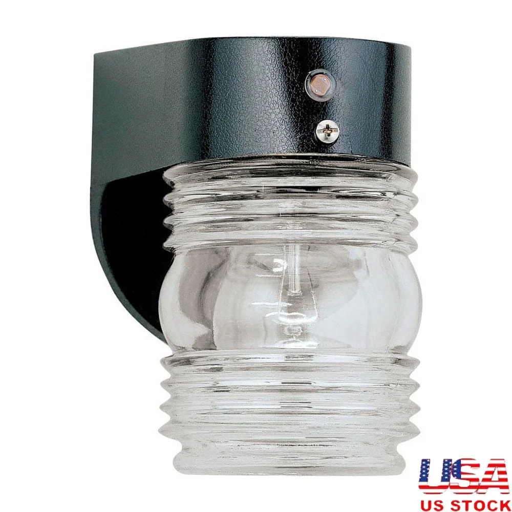 

60W Black Jelly Design Outdoor Light Fixture Incandescent E26 Electric Decorative Metal Glass Bulb Required 1 Unit