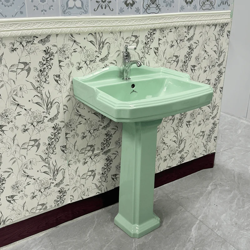 

Retro column basin European French washbasin floor-to-ceiling small apartment