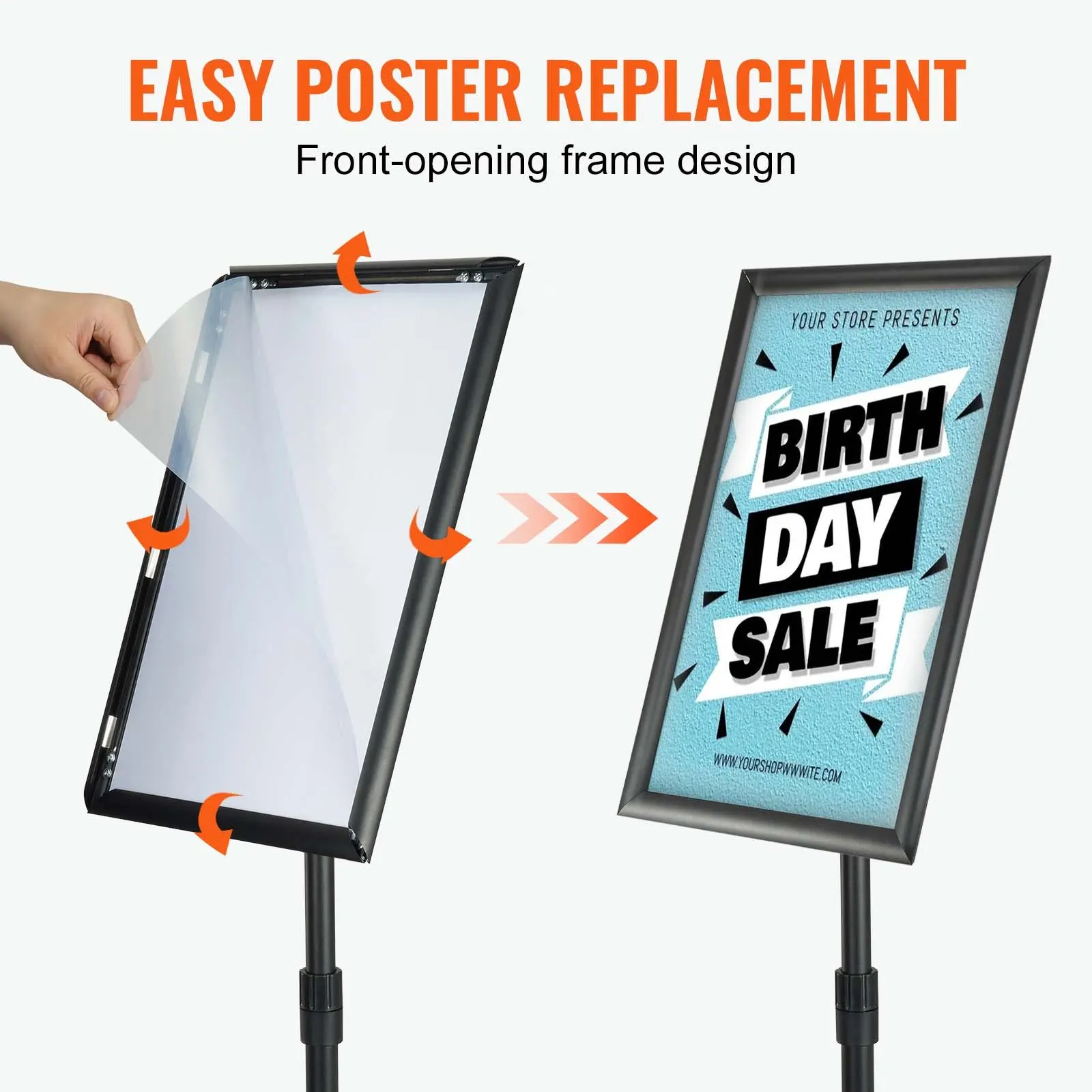 Pedestal Sign Holder, 11 X 17 Inch Vertical And Horizontal Adjustable Poster Stand, Heavy-Duty Floor Standing Sign Holder