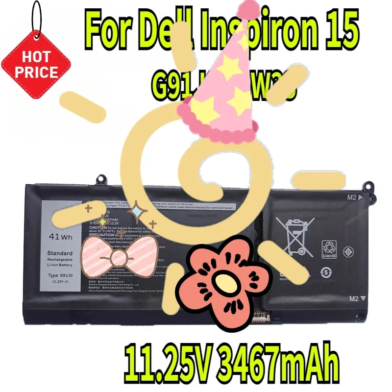 

11,25 В 3467 мАч G91J0 V6W33 аккумулятор для Dell Inspiron 15 3511 3515 3520 13 5310 5320 5515 Latitude 3320 3420 Vostro 3510 5620 США