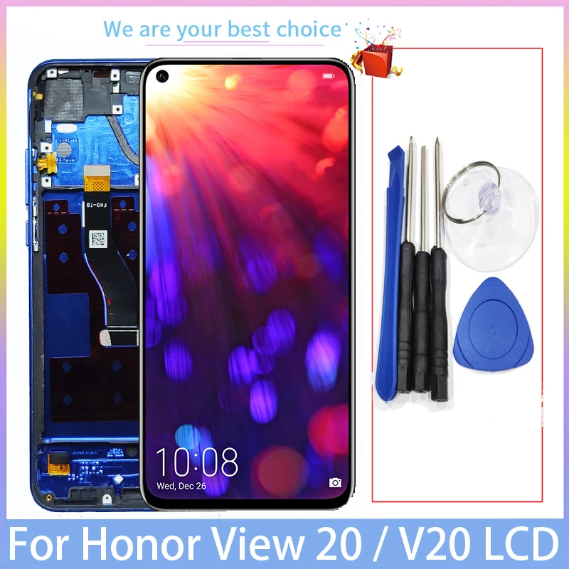 For Honor View 20 LCD Display Original With Frame V20 Touch Screen Models PCT AL10 TL10 L29 Panel Digitizer Replacement Parts