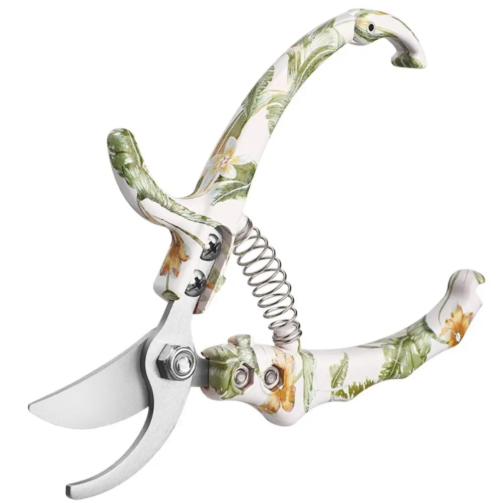 SK5/Stainless Steel Pruning Shears Floral Pattern Thickened Branch Cutter Effortless Safety Lock Bonsai Trimmer Garden