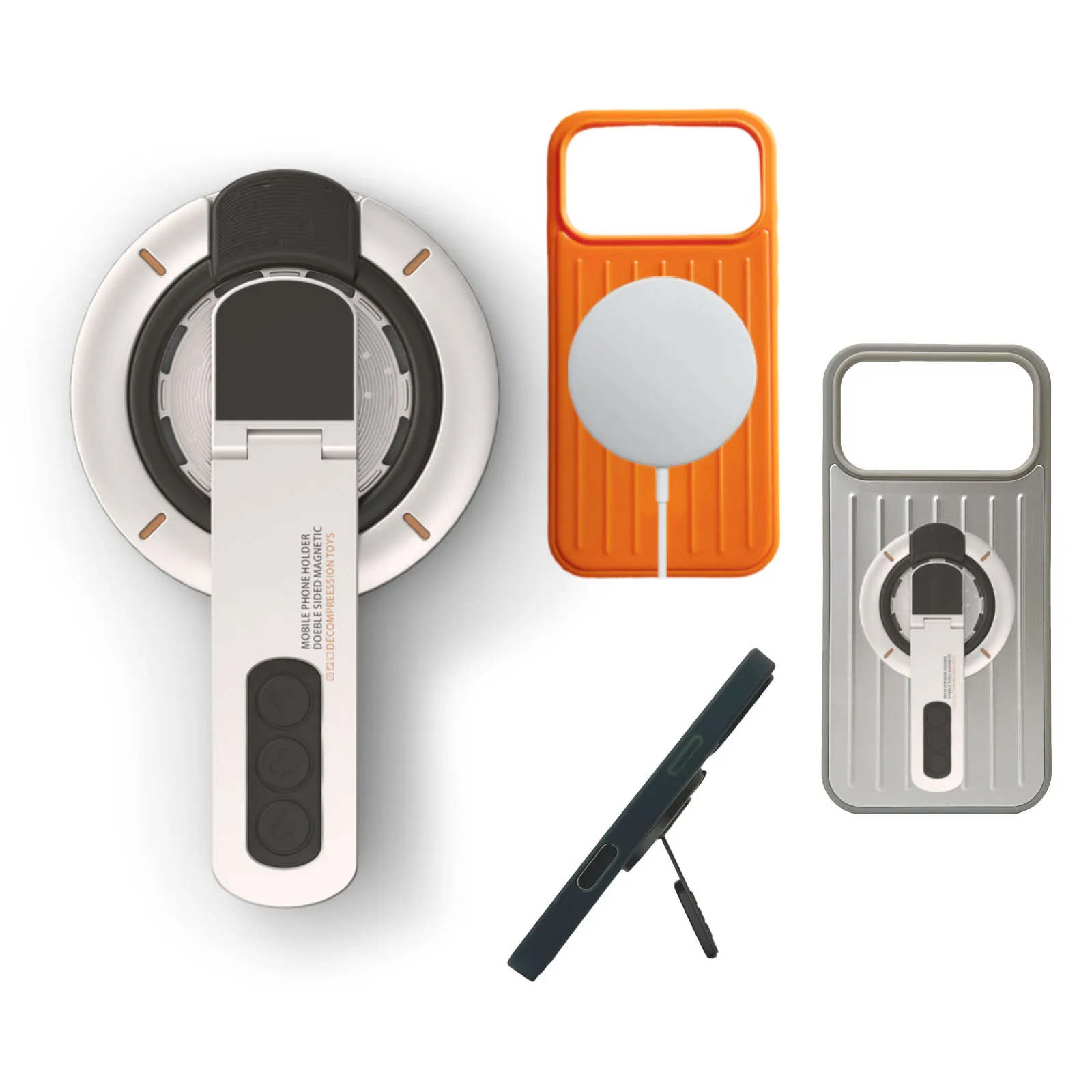 حافظة لهاتف آيفون 17 برو ماكس و17 برو مغناطيسية مقاومة للصدمات باللون البرتقالي، حقيبة مخططة تأتي مع فيلم شاشة وMagsafe #1