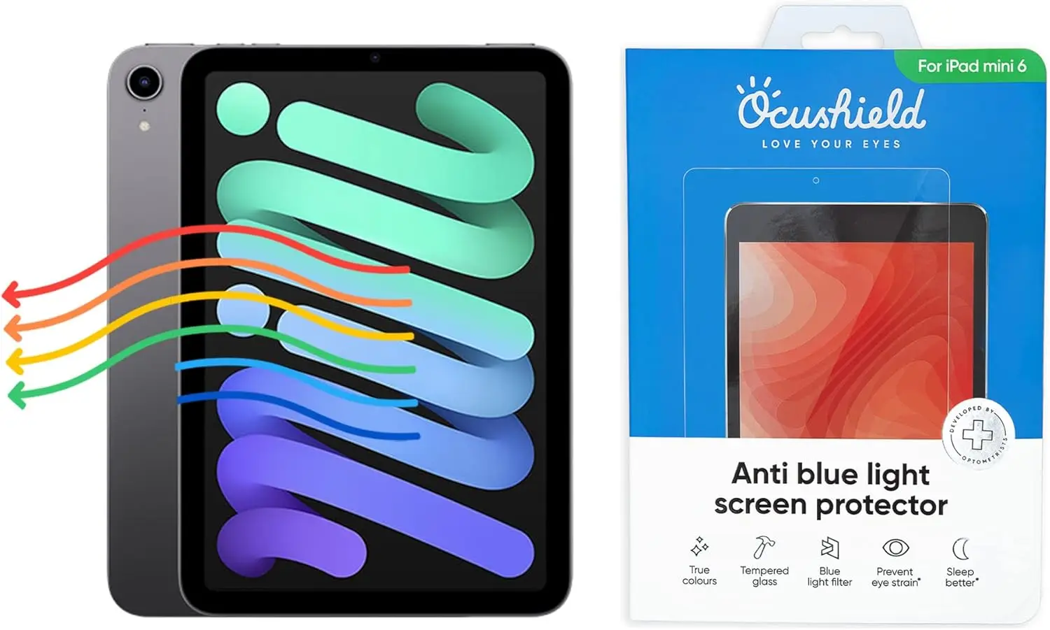 

Anti Blue Light Tempered Glass Screen Protector for iPad Mini 6 (8.3") - Eye Protection, Anti Glare, Improve Sleep