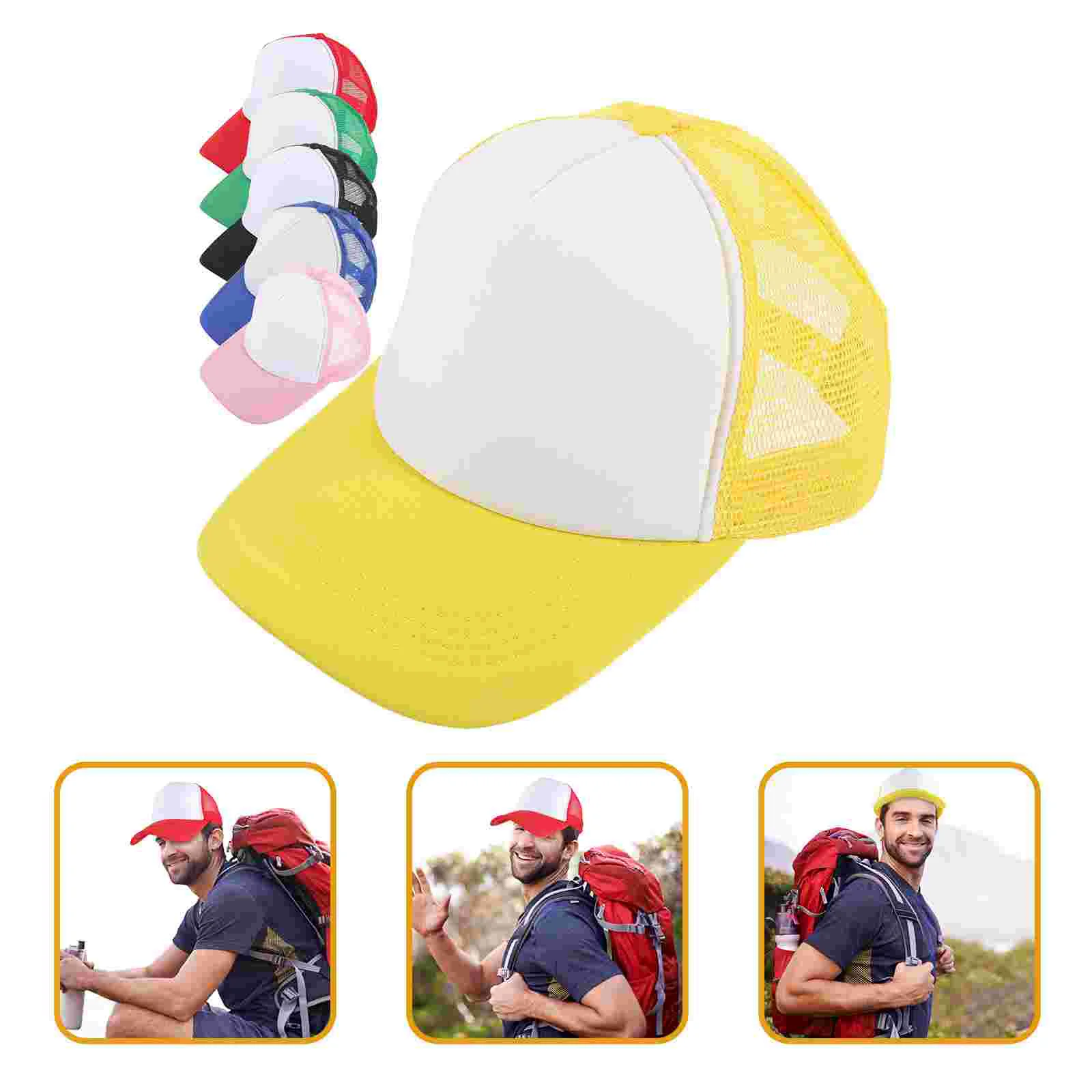 6 Pcs Heat Transfer Baseball Hat Sublimation Caps Polyester Hats for Grid Blank Bulk Blanks Men's