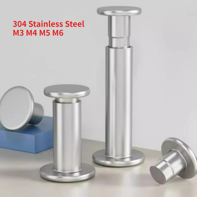 40/60/100sets 304 Stainless Steel Flat Butt Rivet Male And Female Butt Rivet Flat Round Semi Hollow Set M3 M4 M5 M6
