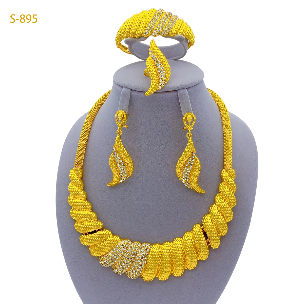 

Ethiopian 24K Gold Plated Jewelry Set For Women African Indian Choker Necklace Earring Dubai Jewellery Wedding Party Gifts