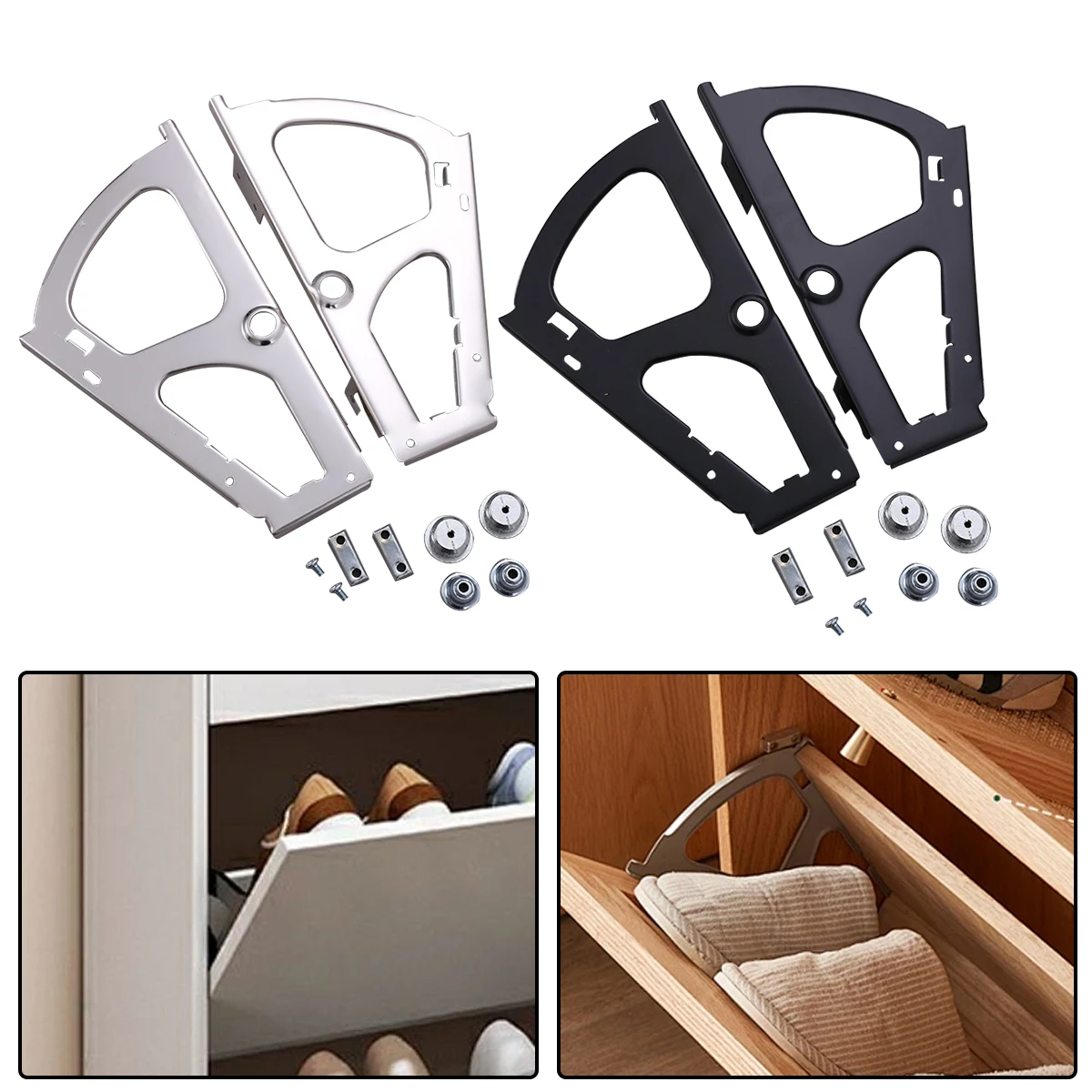 Newest 1/2/3 Layer Shoes Cabinet Hinge Cold Rolled Steel Furniture Fittings Drawer Turning Rack Black Shoes Rack Flip Hinge