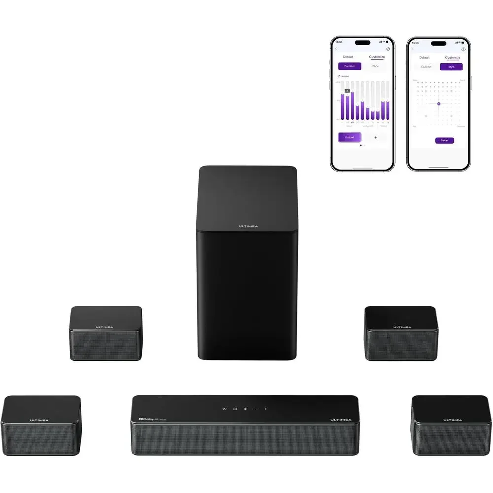 

Обновленная аудиосистема 7.1 с Dolby Atmos, саундбар 460 Вт, сабвуфер 6.5 дюймов, управление через приложение, проводные объемные колонки (модель 2025 года)