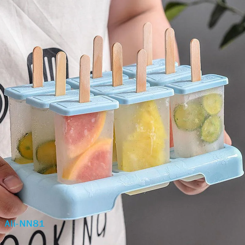 【N】9 Grid Ice Cream Popsicle Mold DIY Ice Cream Machine Homemade  with Plastic Stick Ice-lolly Mold Ice Cube Tray Kitchen Ga