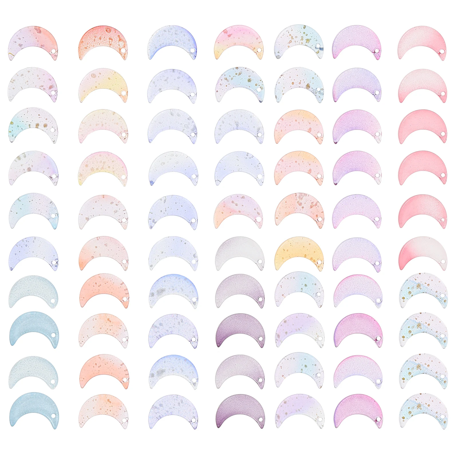 

50pcs Crystal Moon Pendant Glass Jewelry Charms DIY Accessories Bright Color Durable Long Lasting Glass Moon Pendants
