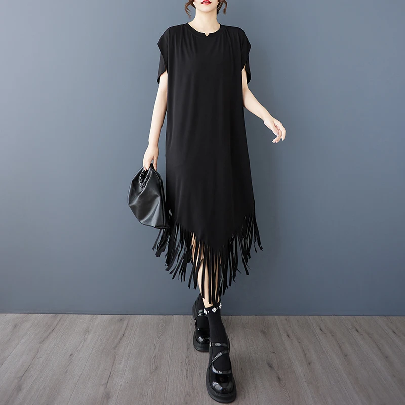 Été nouveau Design de gland fait à la main ample Midi Dr k Sle Simple minceur coton mélange décontracté Sle femmes Dr