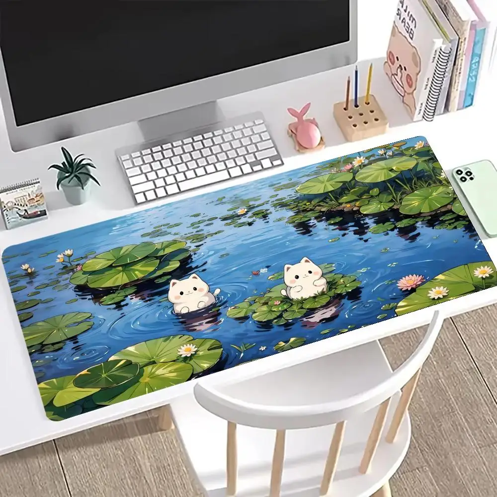 

Cute Cat Large Gaming Keyboard Mouse Pad XL Green Plant Computer Gamer Tablet Mause pad Long Mousepad XXL 900x400 Play Mice Mats