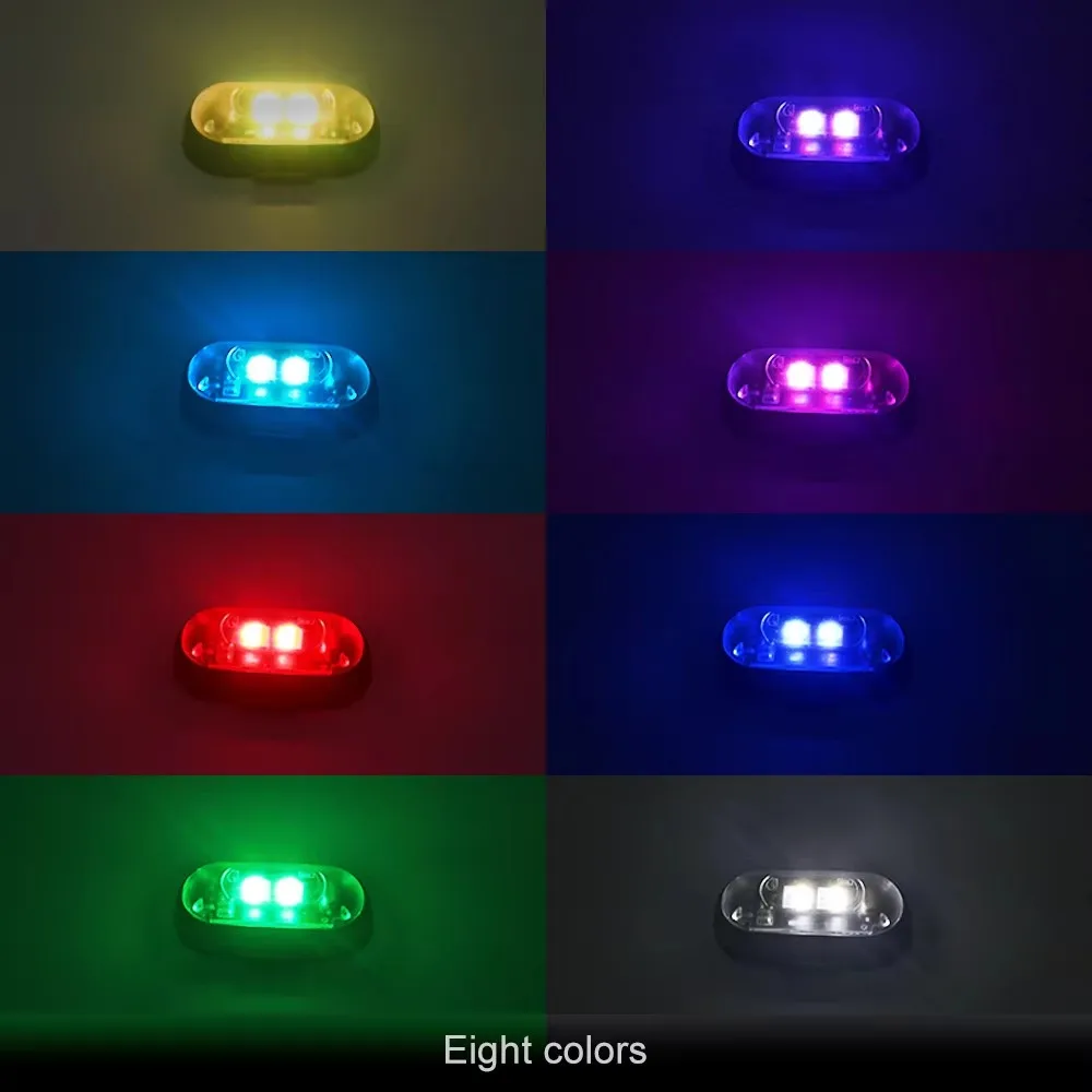 Wireless LED Strobe Lights with Remote Control, 8 Colors Rechargeable Anti-Collision LED Warning Lights for Car Motorcycle Bike