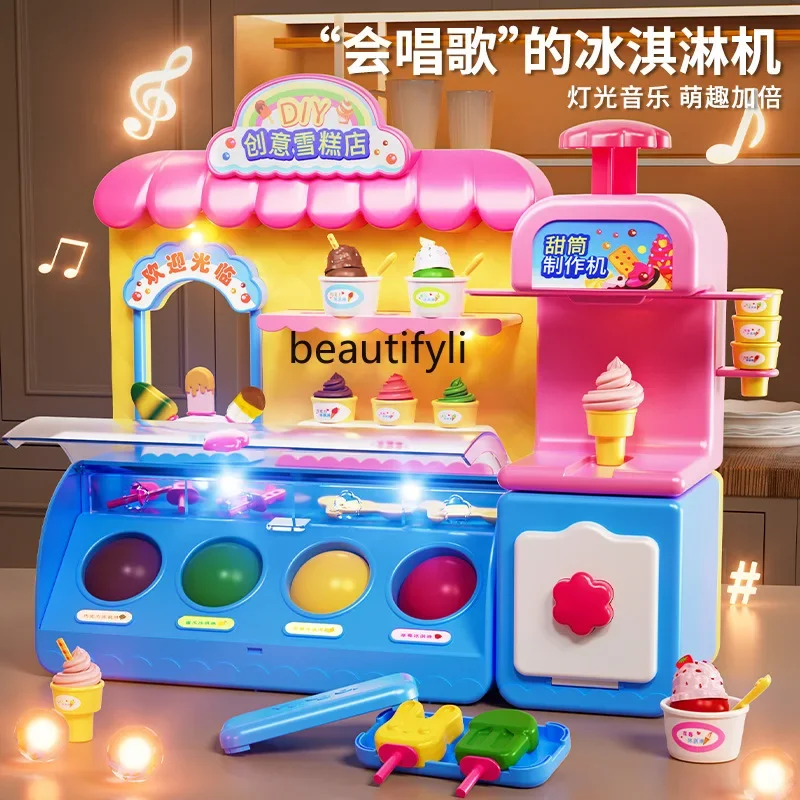 Ensemble d'outils de moule de pâte à jouer pour enfants, créateurs peints, magasin de crème glacée, jouets faits à la main pour filles, bricolage