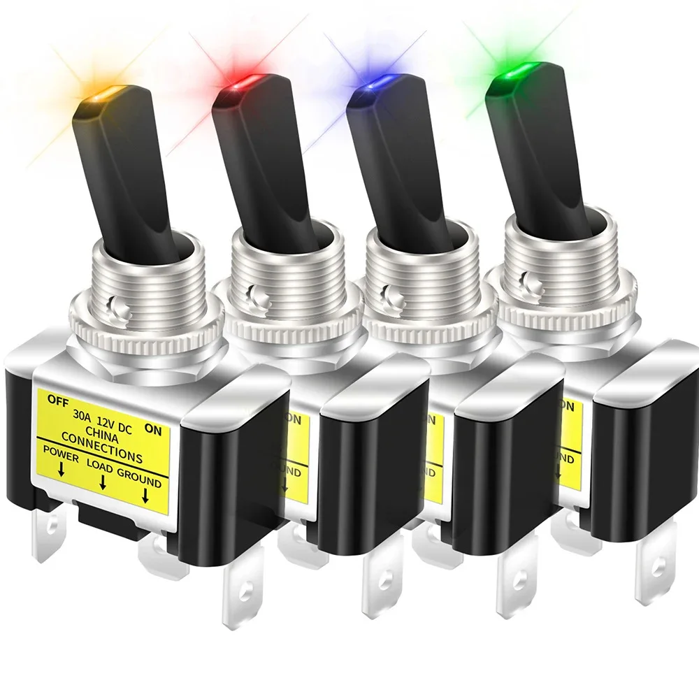 ABILKEEN ASW-07D-2 3-Pin 2-Position Toggle Switch with LED Illumination for Automotive Customization