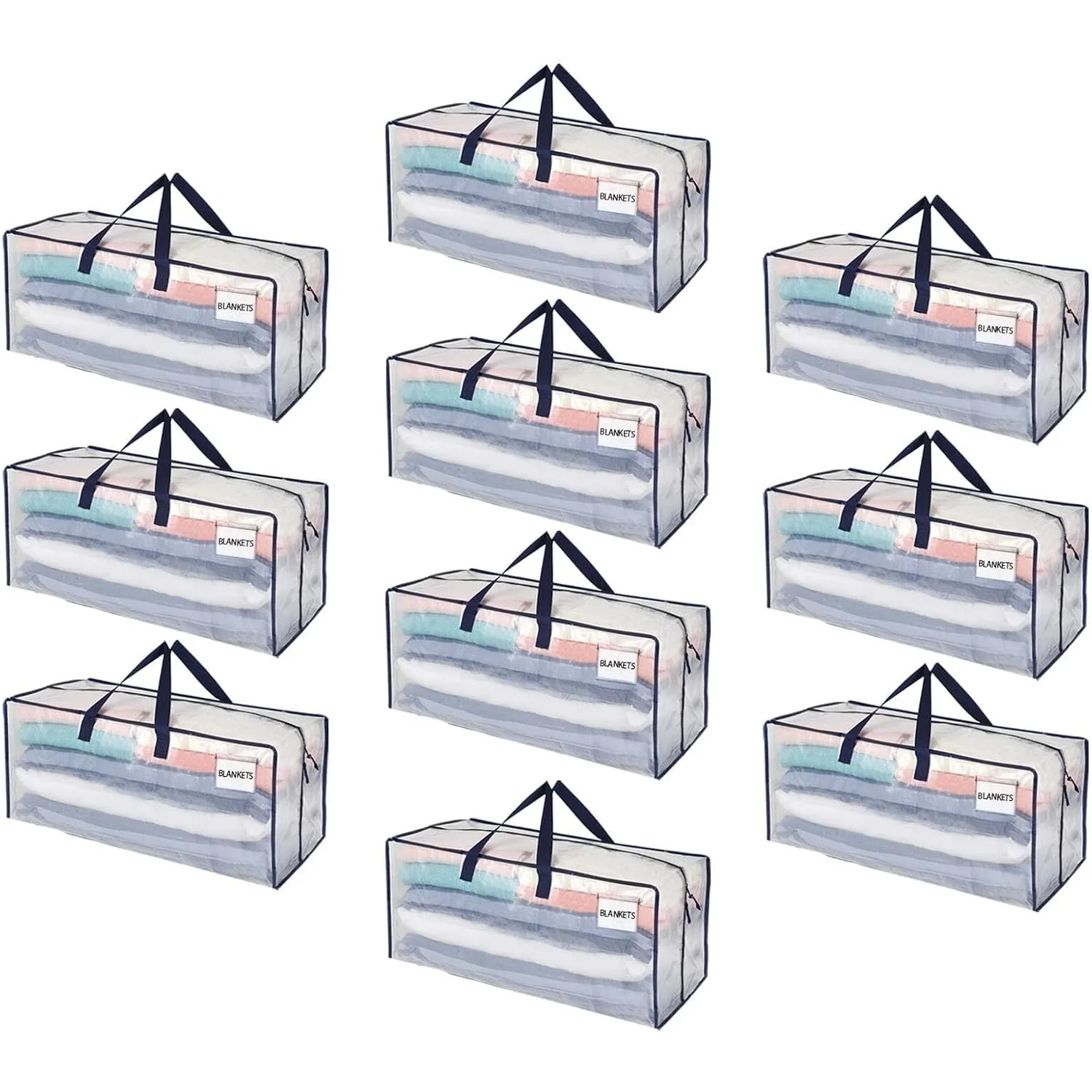 

10 Pack Moving Bags w/Backpack Straps, Heavy Duty, Moving Boxes Alternative, Packing Supplies, Large Storage Totes