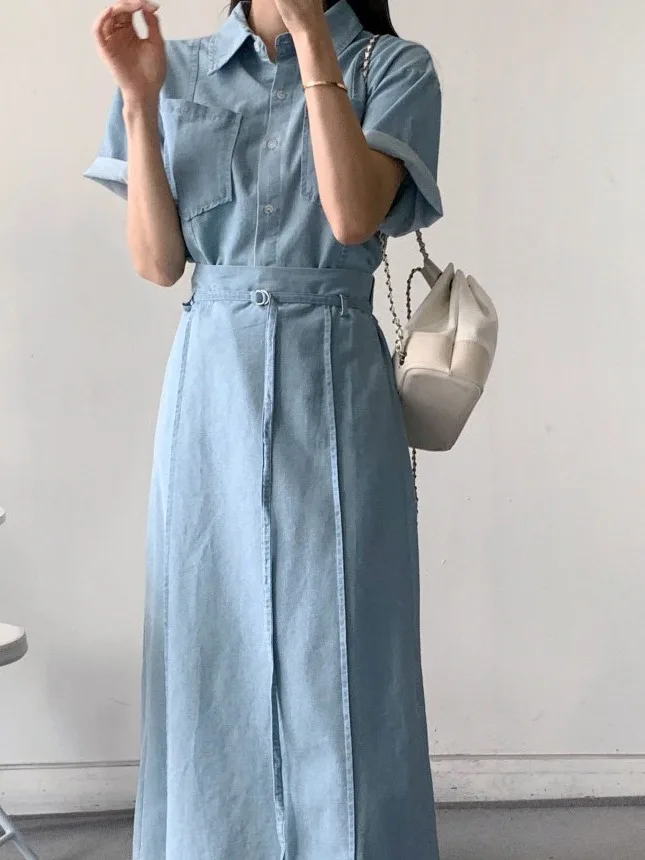 Set di jeans coreano Sle da donna Hong Kong Sle Colletto rovesciato retrò ort Sve Cardigan aperto Top a vita alta Dimagrante...