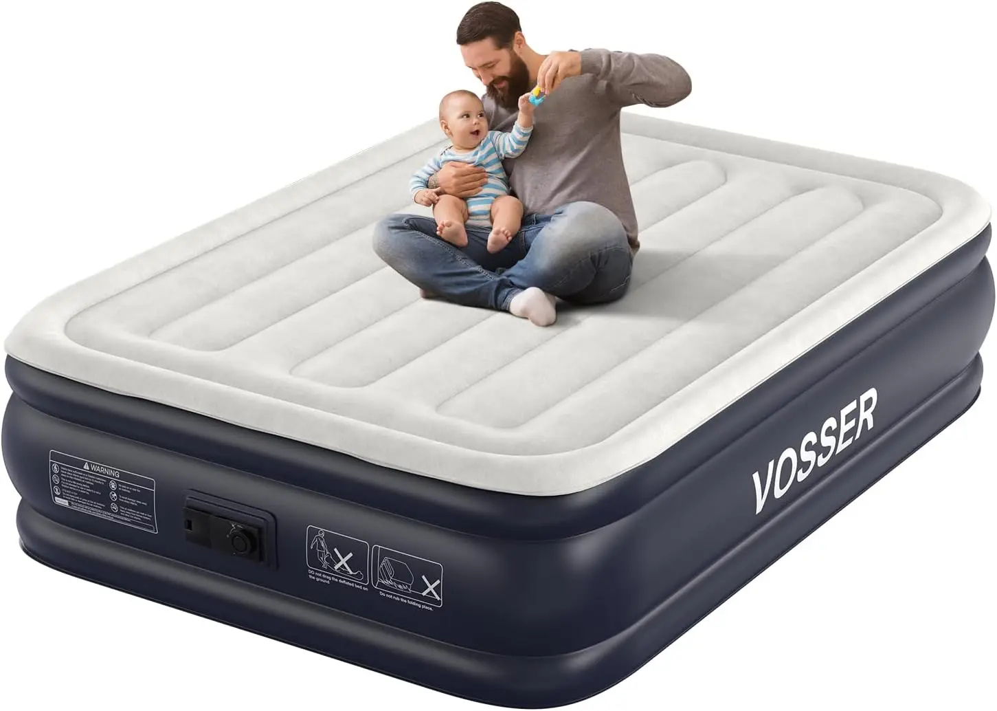 Air Mattress Full with Built in Pump,18''Inflatable Mattress of Upgraded Vertical Beams,Self Inflatable/Deflation