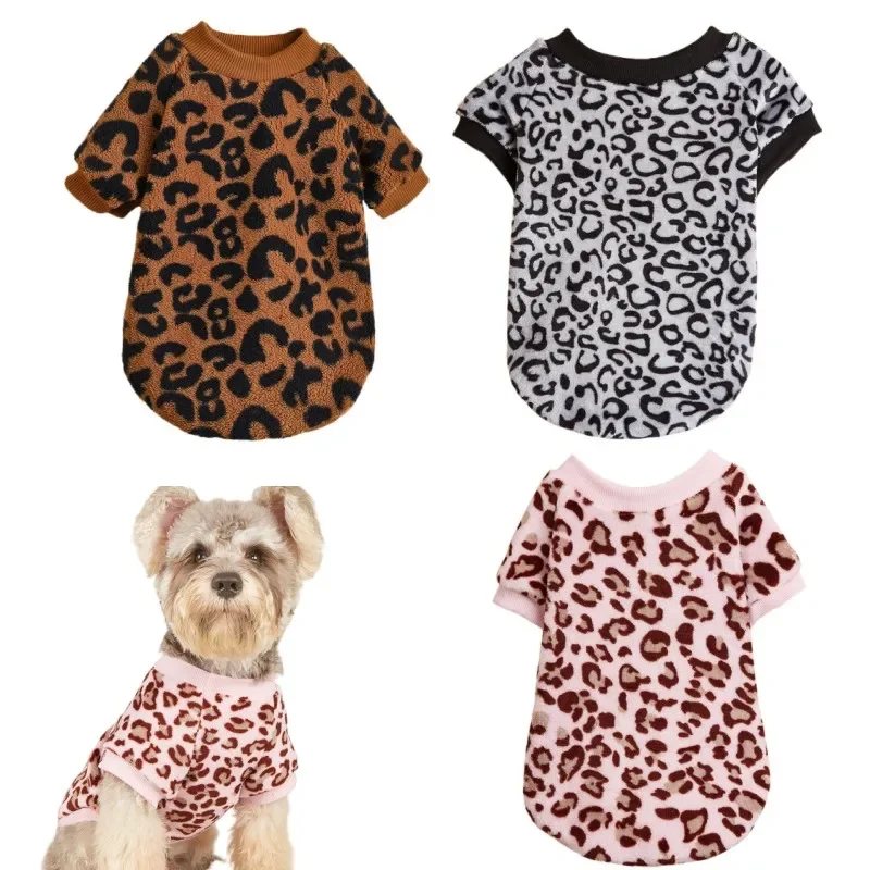 Puppy Pullover Dogs Pet Sweater Winter Leopard Print French Bulldog Winter Warm Sweater Pet Apparel Dog Clothing