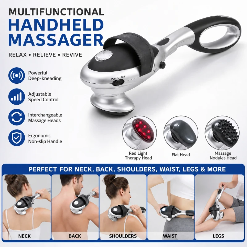 Percussion Action Variable Speed Split Type Massager Heat Adjustable Intensity Rechargeable Multi-functional Full Body Massager