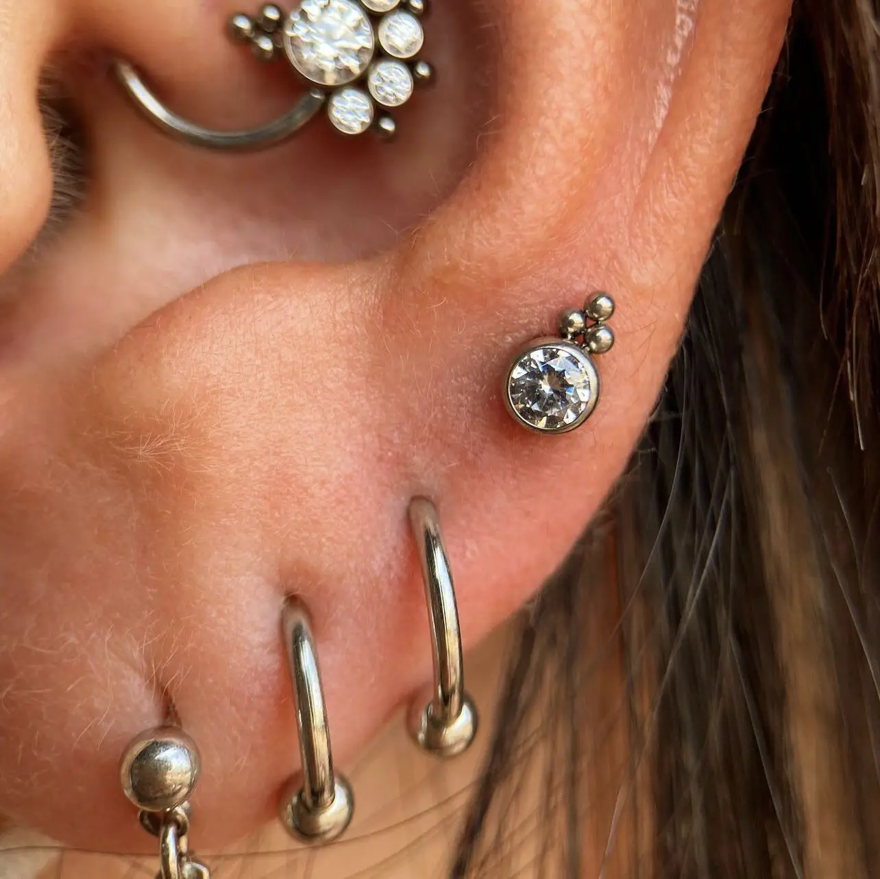 F136 Titan Conch Piercing Klar Zirkon 16G Flache Helix Labret Spirale Lippe Nagel Tragus Conch Knorpel Piercing Körperschmuck – Detail 14