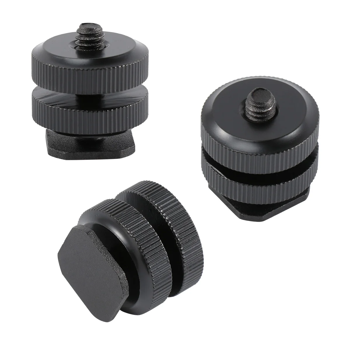 

3 Pcs 1/4 Inch Aluminium Alloy Tripod Screw Adapter Flash Hot Shoe Mount Compatible DSLR Camera Camcorder (Black)