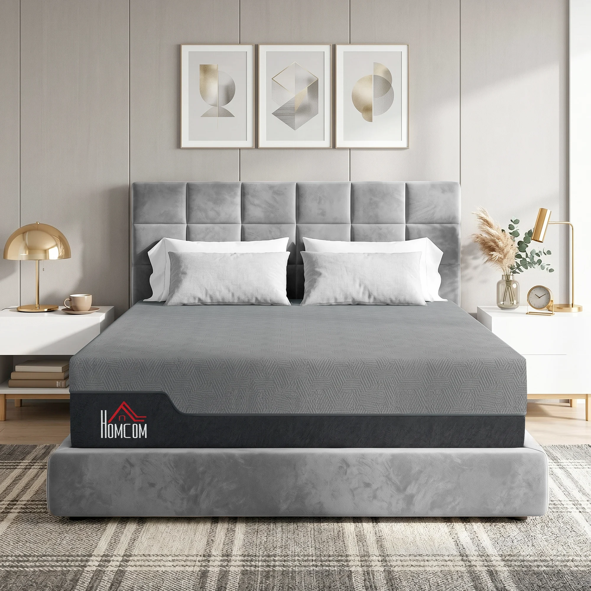 Queen Mattress, 12 Inch Gel Cooling Memory Foam Mattress for Cool Night Sleep, Graphene Bed in a Box for Pressure Relief, with Washable Cover, Made in USA, CertiPUR-US Certified, Medium Firm