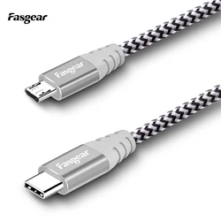 Fasgear USB C To Micro USB Cable Nylon Braided Charger 3A USB Cable For Mobile Phone Samsung Xiaomi Redmi Huawei Charger Cord