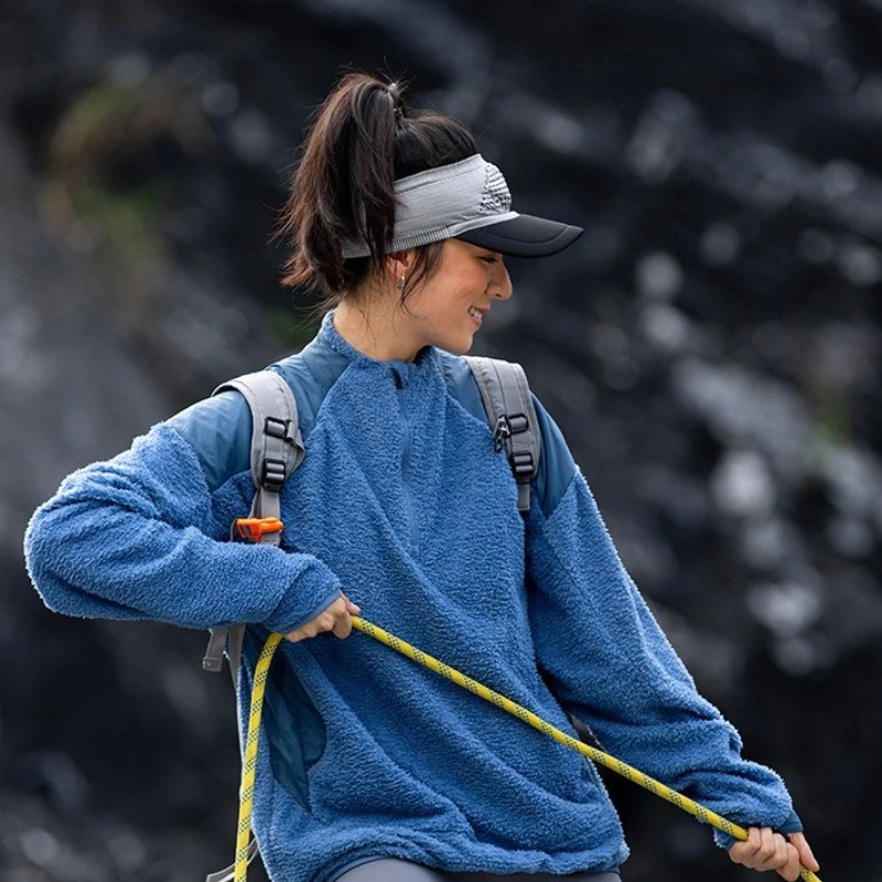 Winter Thermoregulation Fleece-lined Antibacterial Lightweight Stand Collar Oversized Unisex Outdoor Sweatshirt