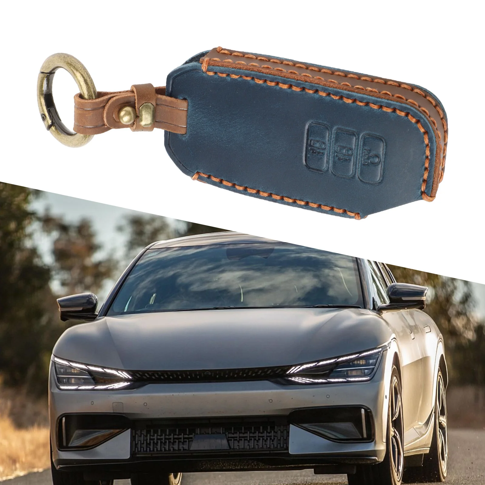 1x Leather Remote For Kia EV6 Direct Installation 7 Keys 2022 Correct Connector High Grade High Quality 1x Leather