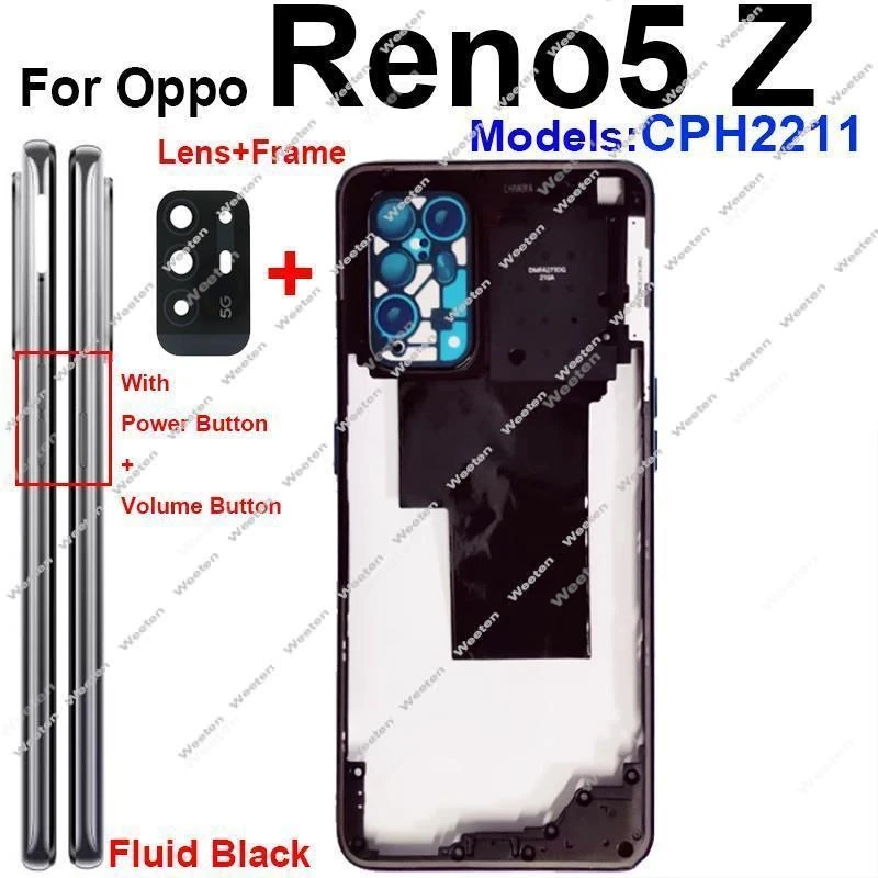 For OPPO Reno 5 5K 5F 5Z 5G Middle Housing Frame Cover Chassis with Lens Frame Replacement