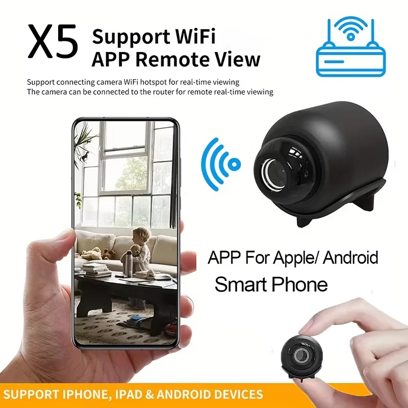 X5 Mini Camera 1080P HD Intelligent Home Security Video Recording APP Support Memory Card Mini IP Camera USB Security X5 Cam