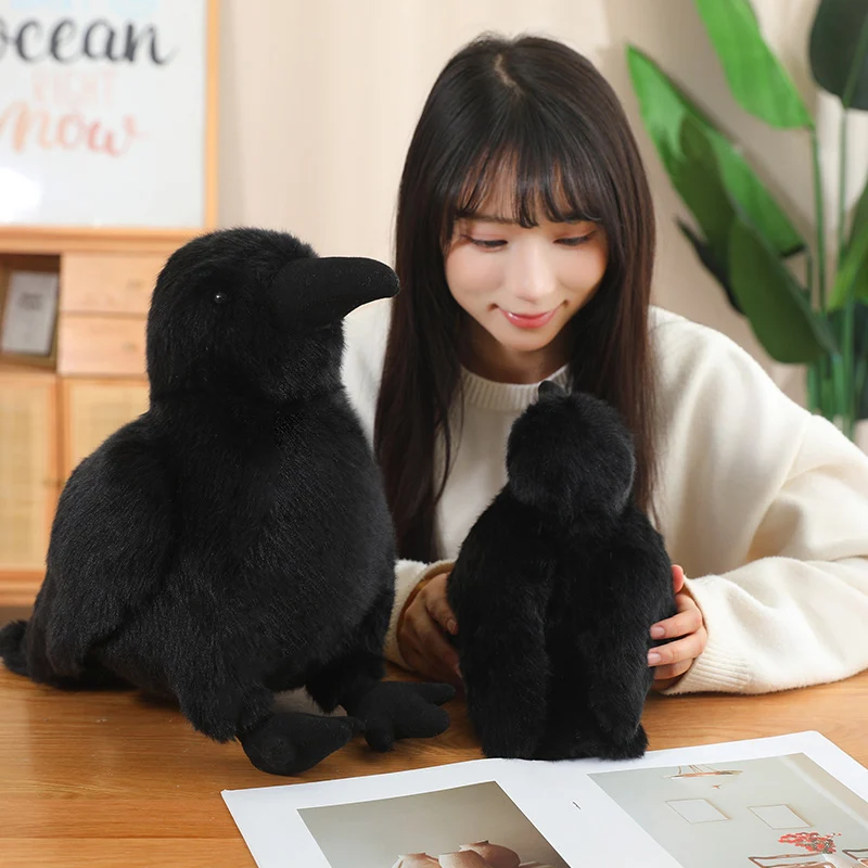 15-30cm Cute Lifelike Crow Bird Plush Toy Soft Pillow Black Bird Stuffed Plush Animals Kids Toy Gift For Children Birthday Gift