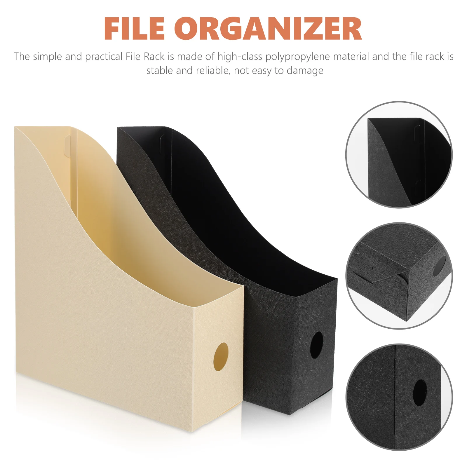 

2pcs File ganizer Desktop Polypropylene Household Magazine Holder Office Book Rack Storage for Classroom Black Beige Set