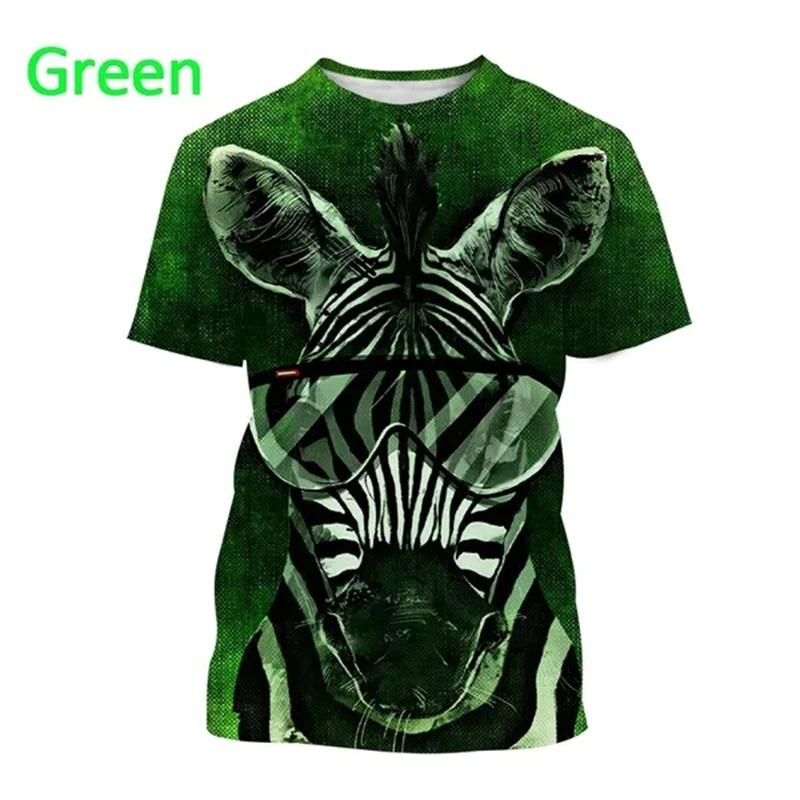 Zebra Animal 3D Printing Breathable Short Sleeve T Shirt Men\'s Prairie Horse Hip-Hop Style Streetwear Top Streak Zebra T-shirts