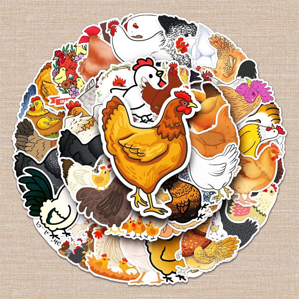 10/30/50PCS Cartoon Chicken Animal Personality Creative Sticker Desk Refrigerator Phone Skateboard Waterproof Notebook Wholesale