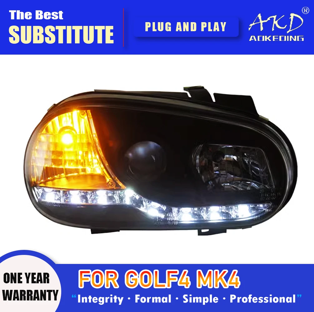 AKD-faros delanteros LED para VW Golf 4, lámpara de cabeza con señal de giro DRL, haz alto, Ojo de Ángel, lente de proyector, 2004-2008