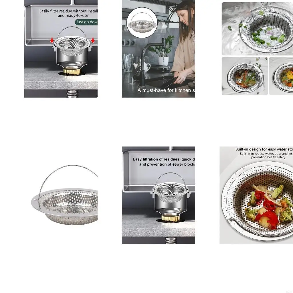 37ME Simple Sink Filter Multifunctional Metal Sink Strainers Floor Drain for Kitchen