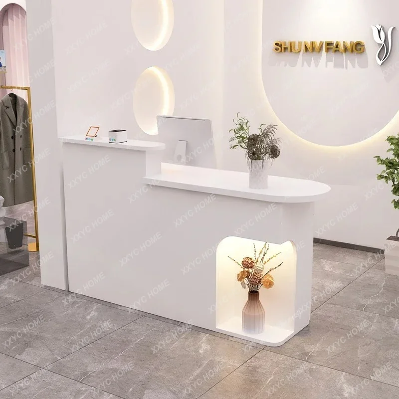 XXCheckout Front Desk Reception Counter Barber Business Modern Reception Desks L Shaped White Mostrador Recepcion Office