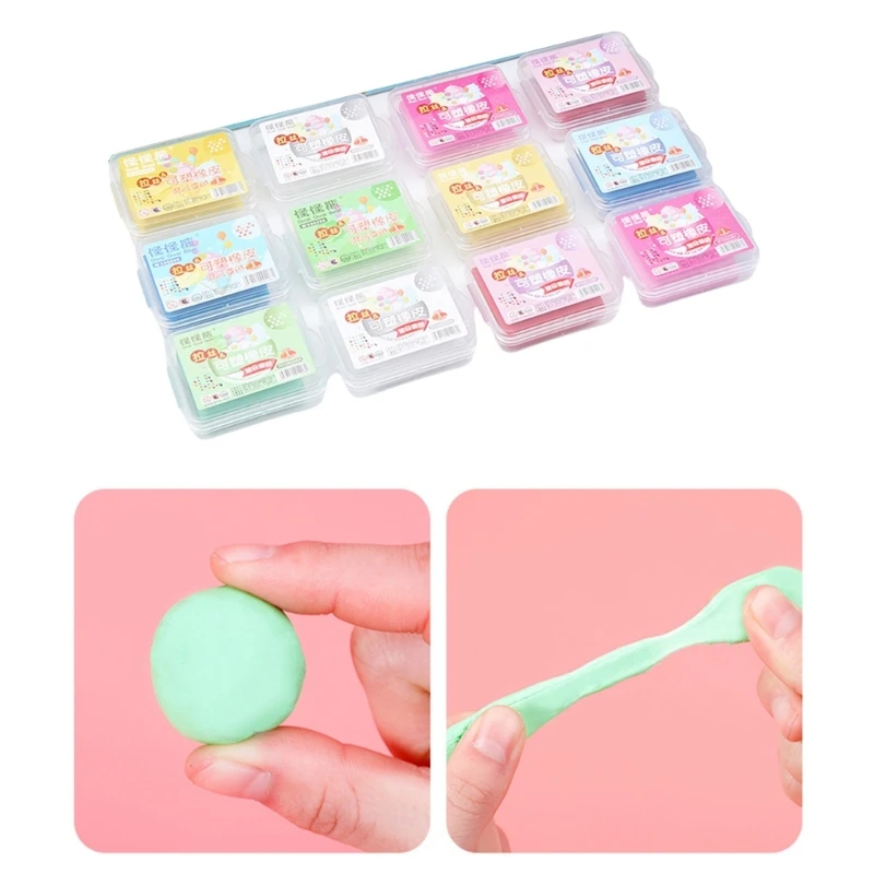 12x Moldable Erasers Art Erasers Soft Kneaded Erasers Putty Erasers for Drawing